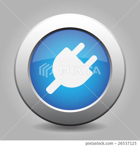blue metallic button, white electrical plug icon 26537125