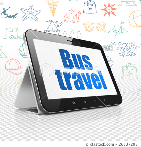 Tourism concept: Tablet Computer with Bus Travel Tourism concept: Tablet Computer with Bus Travel 26537295