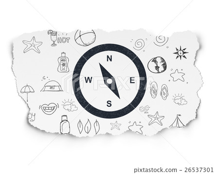 Travel concept: Compass on Torn Paper background Travel concept: Compass on Torn Paper background 26537301