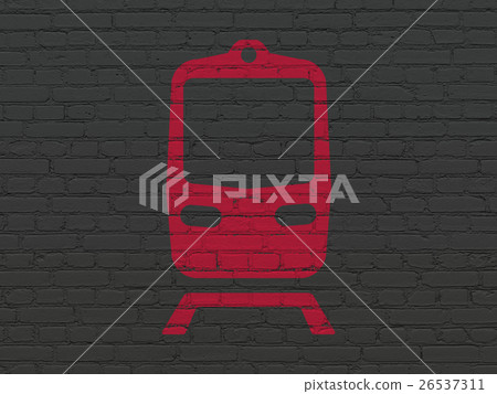 Tourism concept: Train on wall background Tourism concept: Train on wall background 26537311