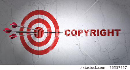Law concept: target and Copyright on wall Law concept: target and Copyright on wall 26537337