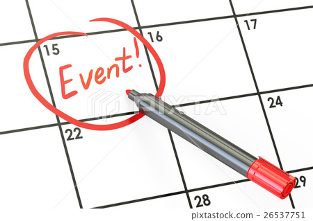 Event on calendar concept, 3D rendering 26537751