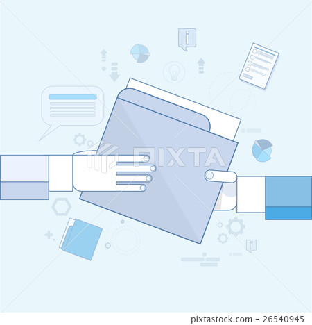 Hands Give Folder Document Papers, Businessmen 26540945