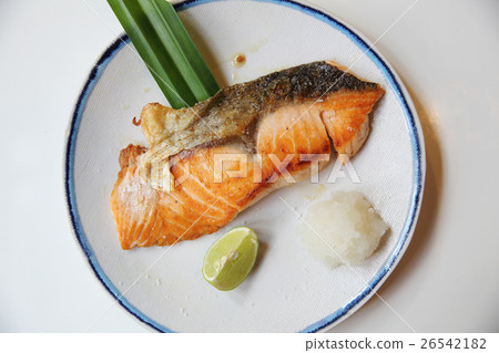 Grilled salmon japanese style shio yaki , Japanese food 26542182
