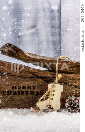 Merry Christmas on snow, Xmas decoration 26545449