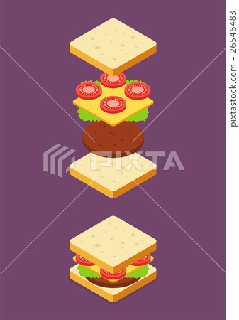 Isometric of Sandwich ingredients Isometric of Sandwich ingredients 26546483