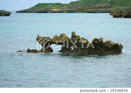 在沖繩縣宮古島德國村莊附近低潮出現的心臟岩石 在沖繩縣宮古島德國村莊附近低潮出現的心臟岩石 26546656