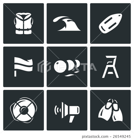 Vector Set of Rescue on Water Icons. Vector Set of Rescue on Water Icons. 26549245