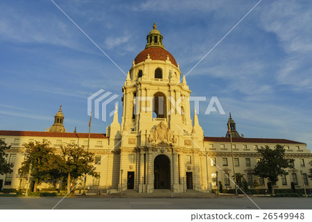 Sunset view of the beautiful Pasadena City Hall in Los Angeles, California Sunset view of the beautiful Pasadena City Hall in Los Angeles, California 26549948