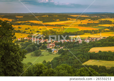 Picturesque valley at sunset. Burgundy, France Picturesque valley at sunset. Burgundy, France 26550253