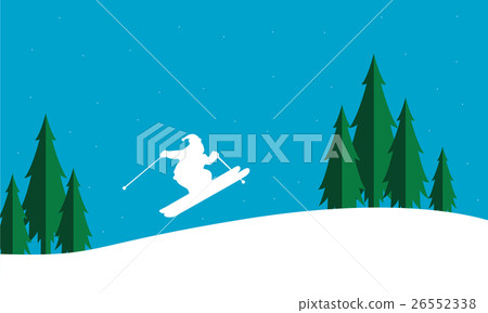 The ski christmas scenery silhouettes The ski christmas scenery silhouettes 26552338