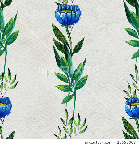 Seamless pattern with blue flowers 26553008