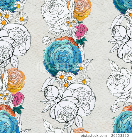 Seamless pattern with colorful flowers 26553350