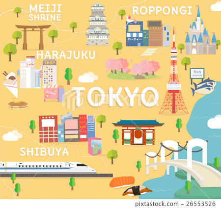 Tokyo travel map in flat illustration. 26553526