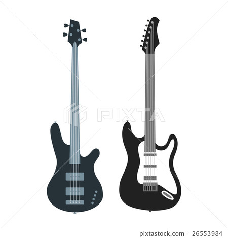 Black Electric Guitar Set. Vector - Stock Illustration [26553984] - PIXTA