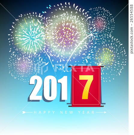 Happy new year 2017 and merry christmas, fireworks Happy new year 2017 and merry christmas, fireworks 26554588