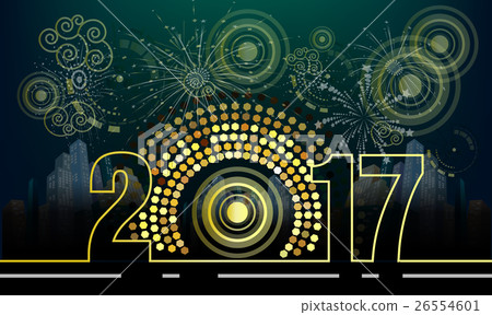 Happy new year 2017 and merry christmas, fireworks Happy new year 2017 and merry christmas, fireworks 26554601