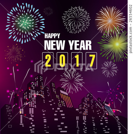 Happy new year 2017 and merry christmas, fireworks Happy new year 2017 and merry christmas, fireworks 26554602