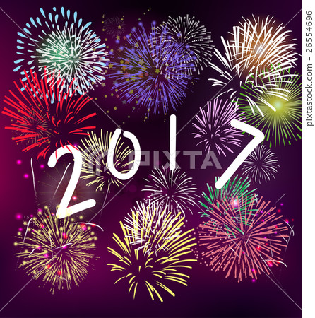 Happy new year 2017 and merry christmas, fireworks 26554696