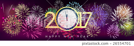 Happy new year 2017 and merry christmas, fireworks 26554701