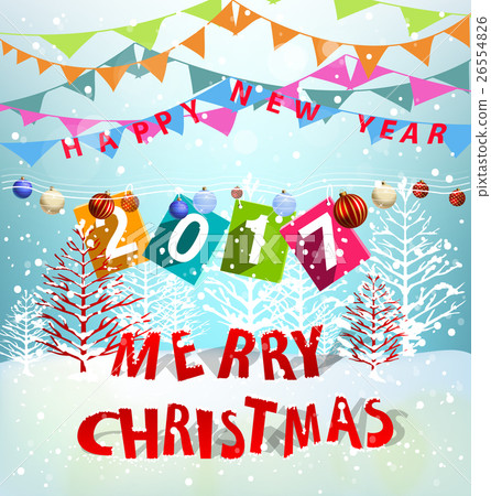 Happy new year 2017 and merry christmas, fireworks Happy new year 2017 and merry christmas, fireworks 26554826