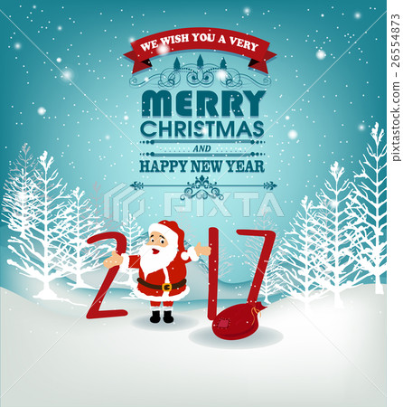 Happy new year 2017 and merry christmas, fireworks 26554873