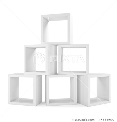 Shelves. Pyramid from boxes Shelves. Pyramid from boxes 26555609