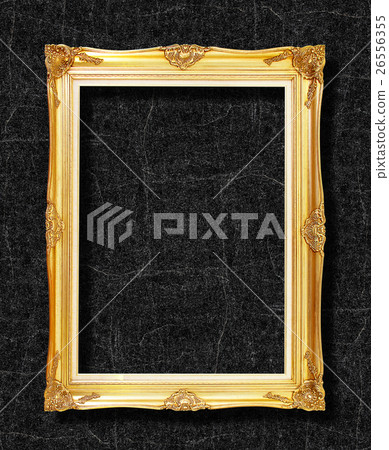 gold frame on black slate background gold frame on black slate background 26556355