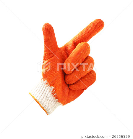 Yellow rubber protective gloves on a white Yellow rubber protective gloves on a white 26556539