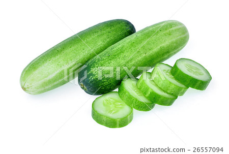 green fresh cucumber isolated on white background. 26557094