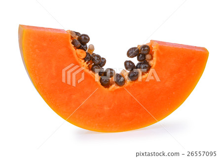 fresh ripe papaya slice isolated on white  26557095
