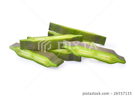 slice Oroxylum indicum isolated on white  26557135