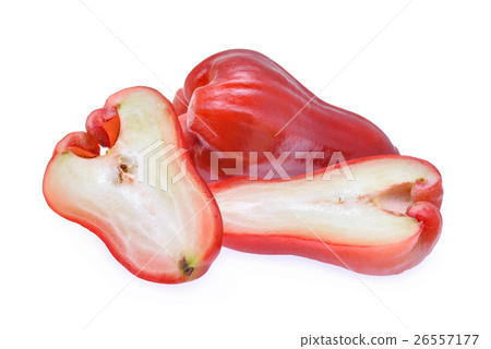 fresh rose apple with slice isolated on white fresh rose apple with slice isolated on white 26557177