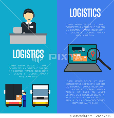 Logistics and freight transportation banners set - Stock Illustration ...