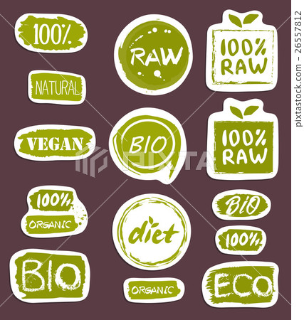 Organic food hand drawn labels set - Stock Illustration [26557812] - PIXTA