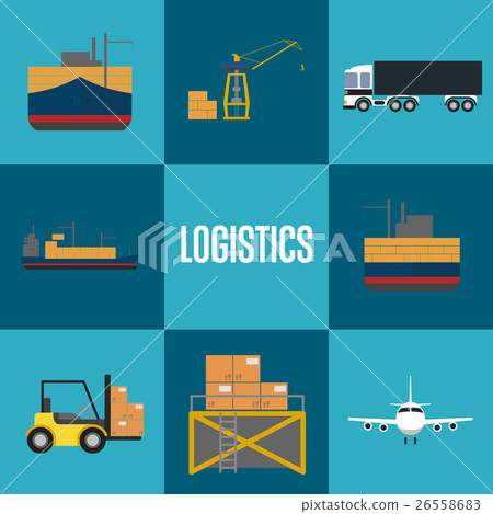 Logistics and freight transportation icon set 26558683