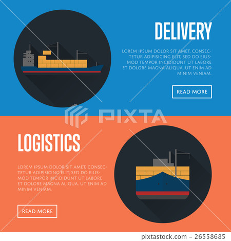 Delivery and logistics banner set with cargo ship 26558685