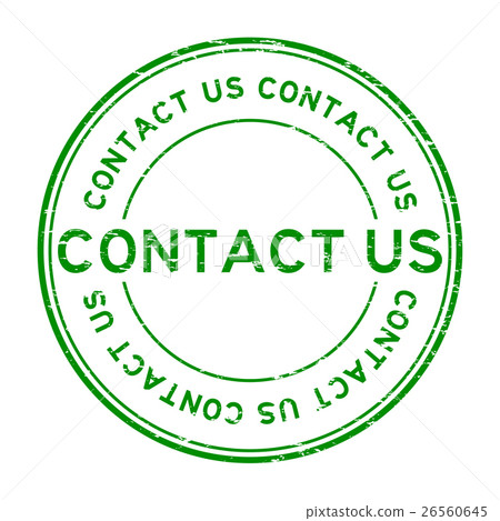 Grunge green contact us round rubber stamp 26560645
