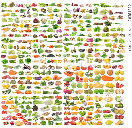 set of vegetable and fruit on white background set of vegetable and fruit on white background 26561510