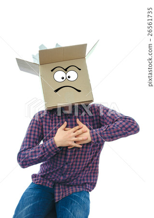 Man with smiling box over his head Man with smiling box over his head 26561735