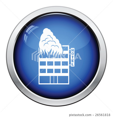 Hotel building in fire icon 26561818