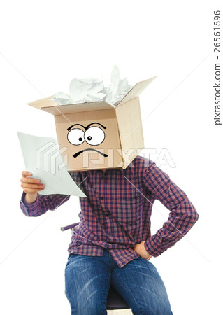 Man with smiling box over his head Man with smiling box over his head 26561896