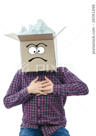 Man with smiling box over his head 26561898