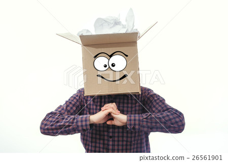 Man with smiling box over his head 26561901