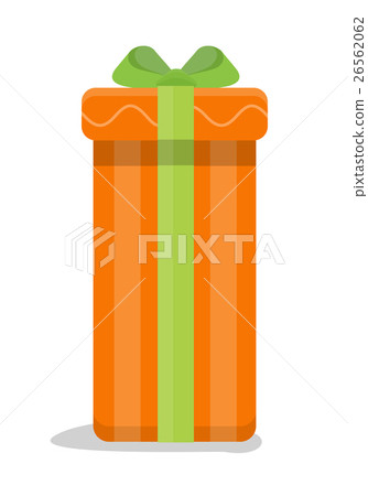 Christmas Orange Gift Box with Green Bow 26562062