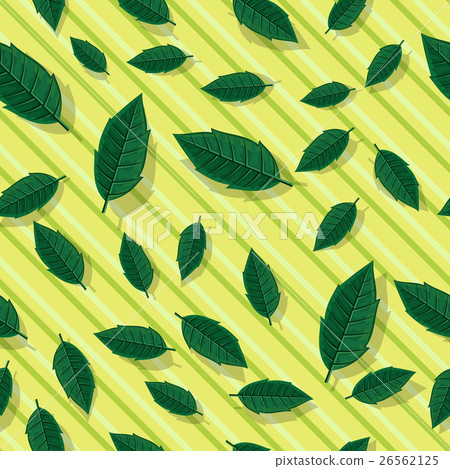 Green Leaves Seamless Pattern Vector Illustration - Stock Illustration ...