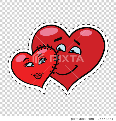 Love couple heart Valentine sewn to each other 26562874