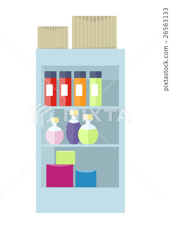 Supermarket Interior. Cosmetic Accessories, Boxes. Supermarket Interior. Cosmetic Accessories, Boxes. 26563133