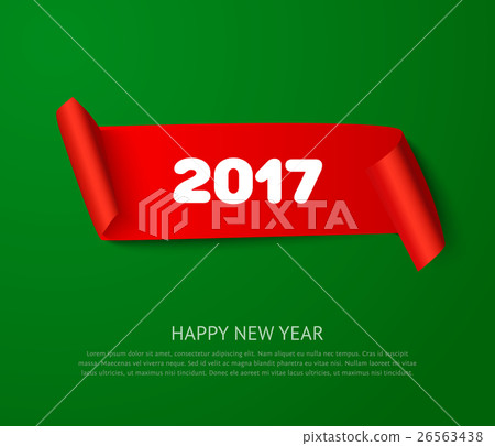 Happy New 2017 Year paper roll banner with Happy New 2017 Year paper roll banner with 26563438
