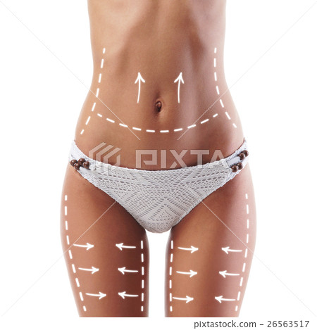 Female body with drawn arrows on it isolated  26563517